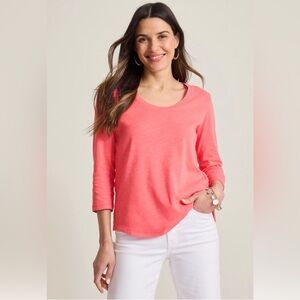 Tommy Bahama coral "Ashby Isles" 3/4 sleeve scoop neck tee sz L